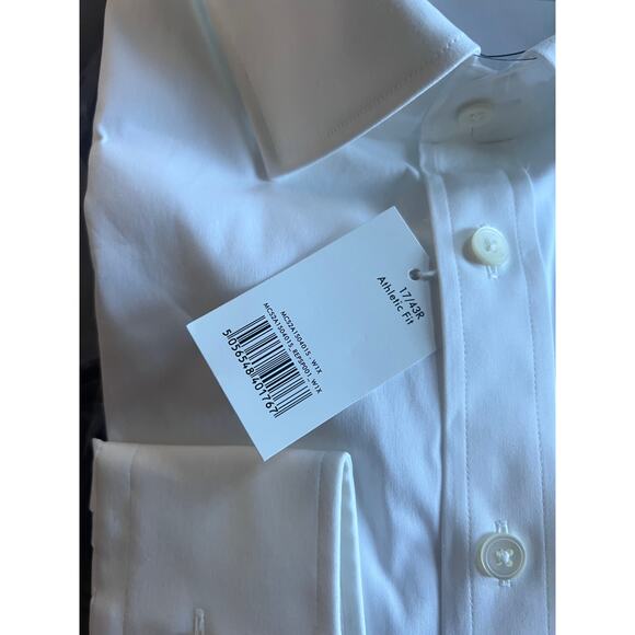 Thomas Pink White Athletic Fit Stretch Plain Poplin Dress Shirt Sz 17/43R - Picture 8 of 9